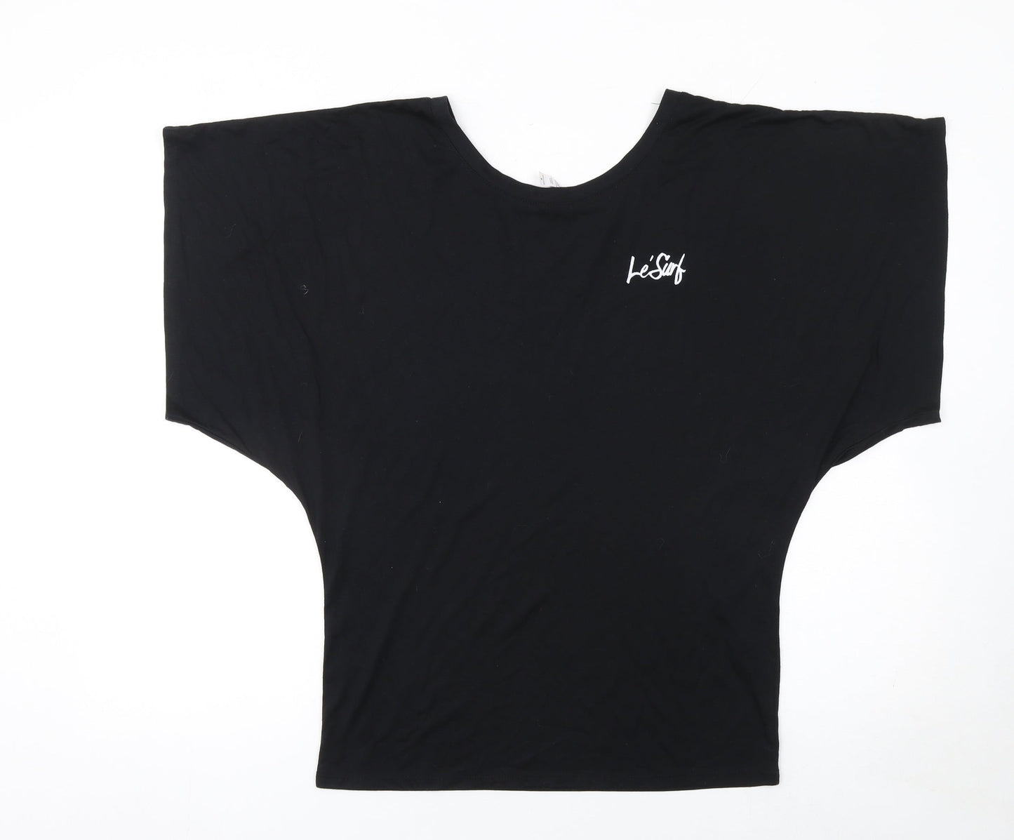 Womens UK Size M Le'Surf Black Basic T-Shirt