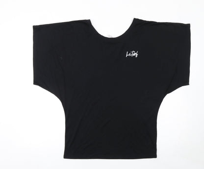 Womens UK Size M Le'Surf Black Basic T-Shirt