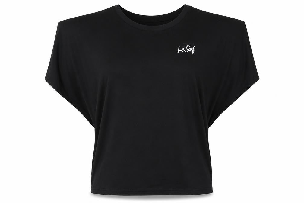 Womens UK Size M Le'Surf Black Basic T-Shirt