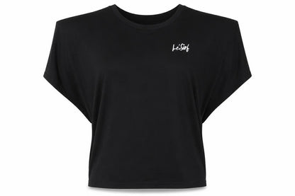 Womens UK Size M Le'Surf Black Basic T-Shirt