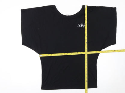 Womens UK Size M Le'Surf Black Basic T-Shirt