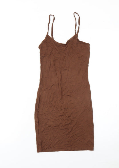 PrettyLittleThing Women’s Brown Slip Dress Size 6 Viscose Stretch