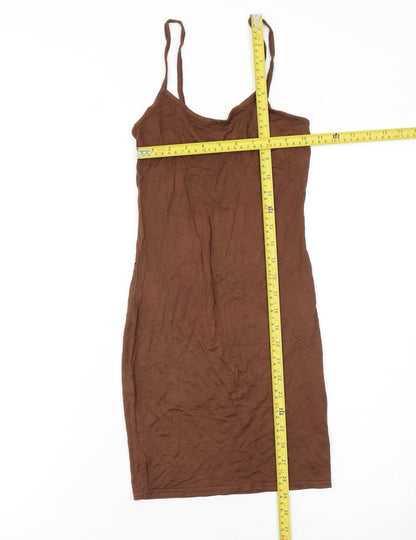 PrettyLittleThing Women’s Brown Slip Dress Size 6 Viscose Stretch