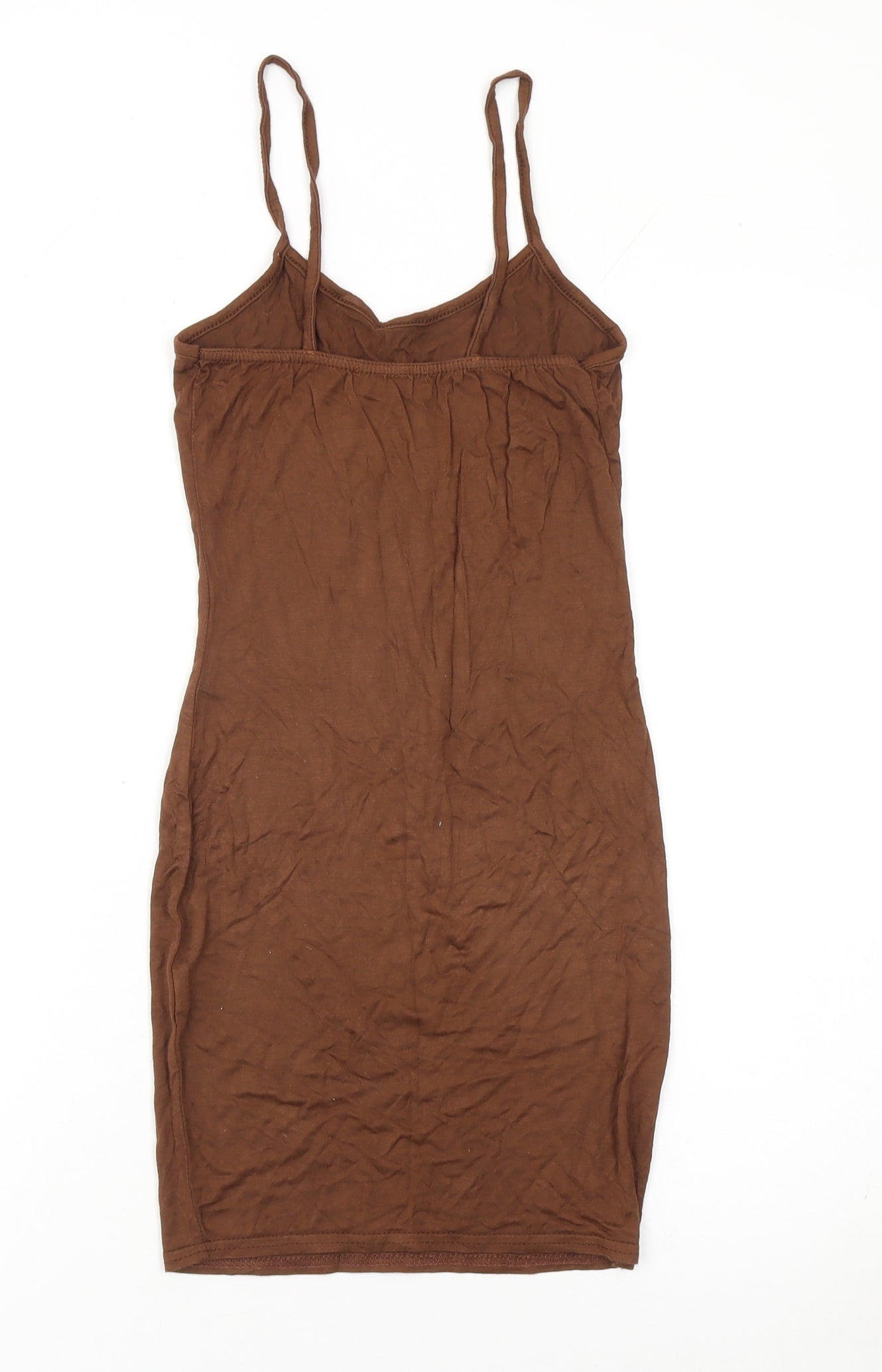 PrettyLittleThing Women’s Brown Slip Dress Size 6 Viscose Stretch