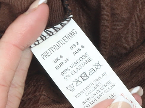 PrettyLittleThing Women’s Brown Slip Dress Size 6 Viscose Stretch