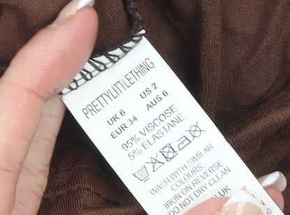 PrettyLittleThing Women’s Brown Slip Dress Size 6 Viscose Stretch