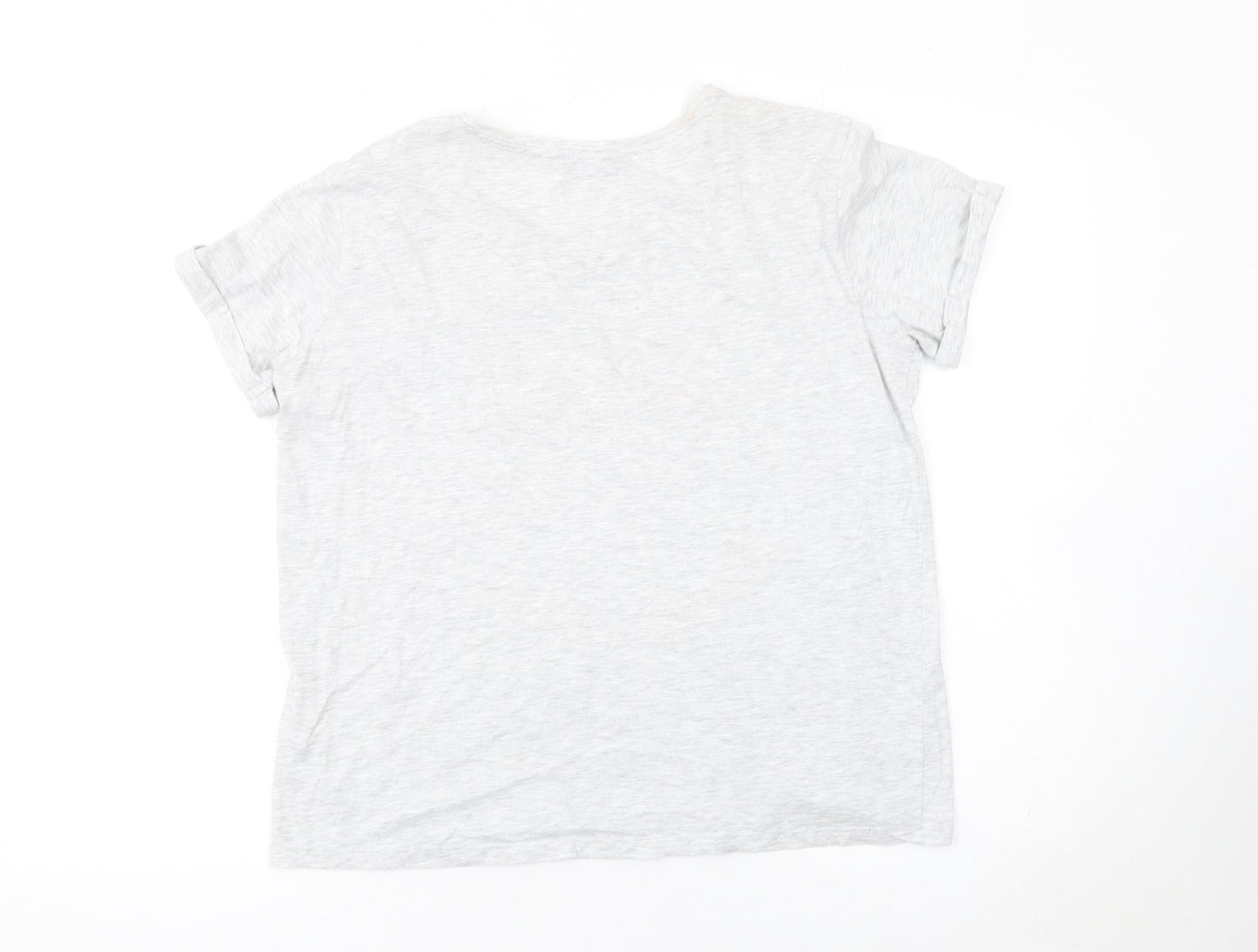 John Lewis Women Grey Embroidered Slogan T-Shirt Size 10