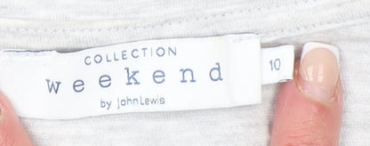 John Lewis Women Grey Embroidered Slogan T-Shirt Size 10