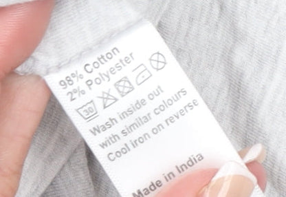 John Lewis Women Grey Embroidered Slogan T-Shirt Size 10