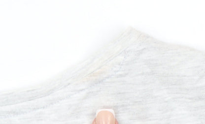 John Lewis Women Grey Embroidered Slogan T-Shirt Size 10