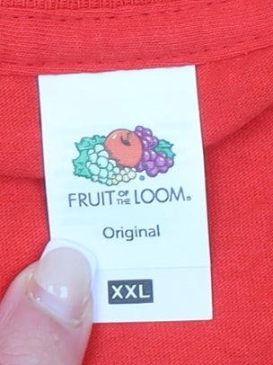 Mens UK Size 2XL Fruit of the Loom Red  T-Shirt