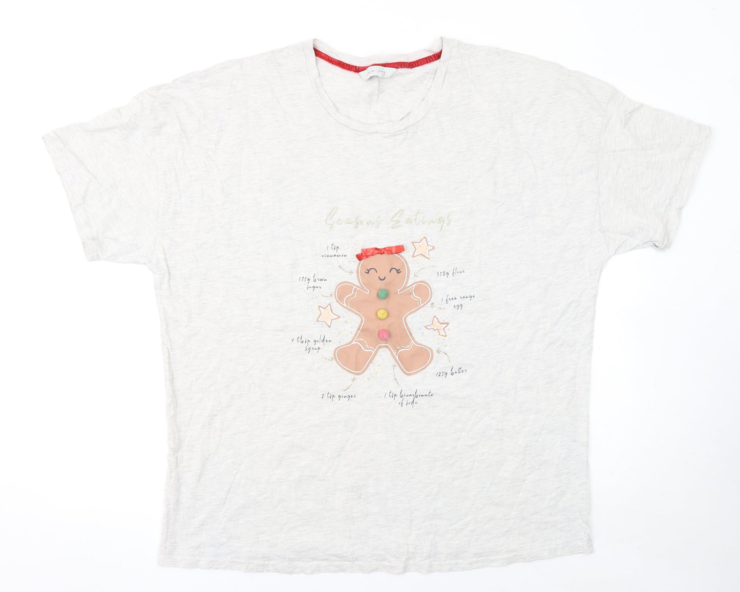 George Womens White Christmas Gingerbread Nightshirt Size 20