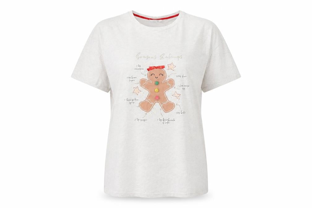 George Womens White Christmas Gingerbread Nightshirt Size 20