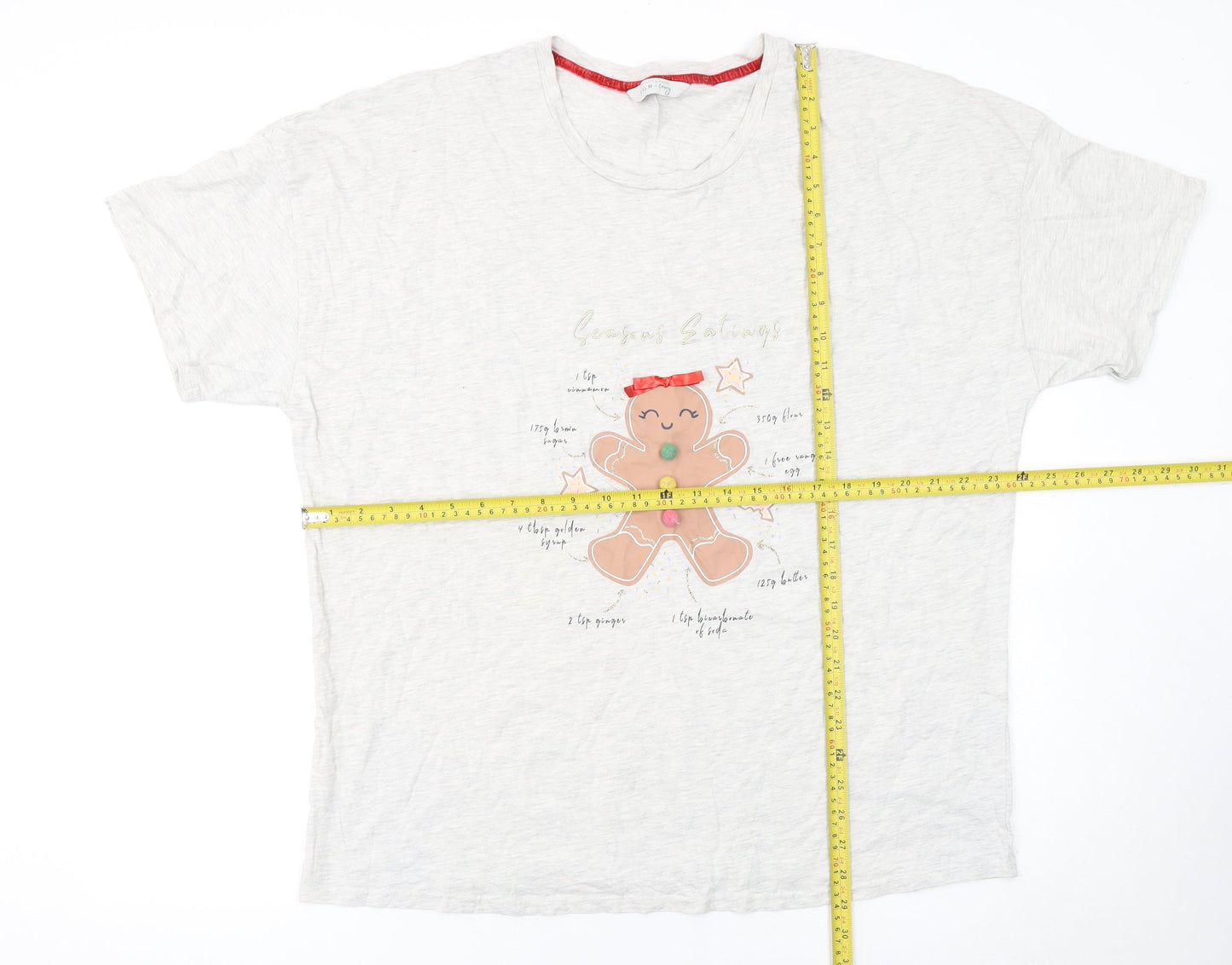 George Womens White Christmas Gingerbread Nightshirt Size 20