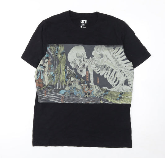 Uniqlo Men’s Black S Graphic Art T-Shirt Regular Fit Cotton