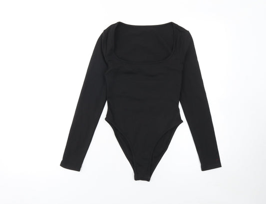 SHEIN Women’s Black Petite XXS Long Sleeve Scoop Neck Bodysuit