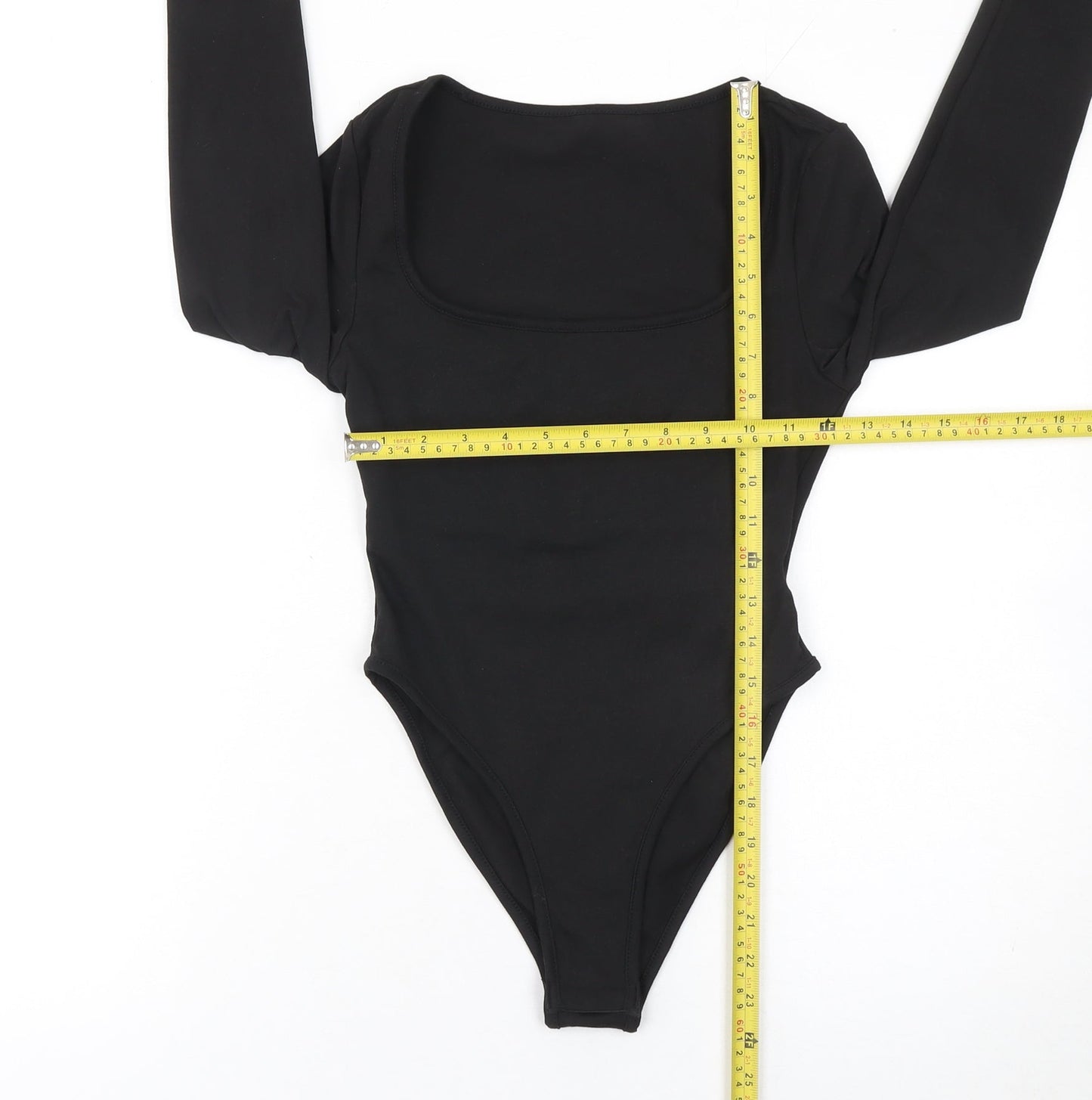 SHEIN Women’s Black Petite XXS Long Sleeve Scoop Neck Bodysuit