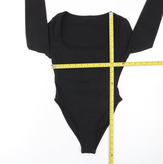 SHEIN Women’s Black Petite XXS Long Sleeve Scoop Neck Bodysuit