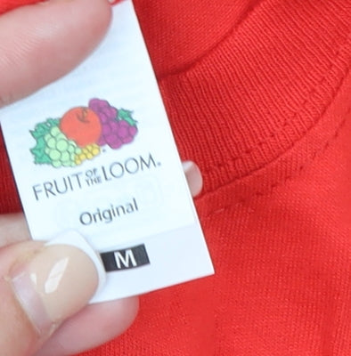 Mens UK Size M Fruit of the Loom Red  T-Shirt