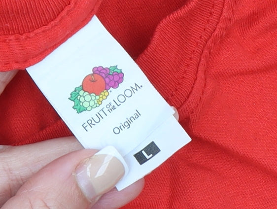 Mens UK Size L Fruit of the Loom Red  T-Shirt