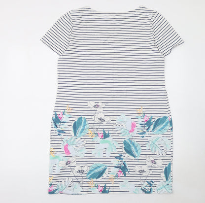 Joules Women's Multicoloured Size 16 Striped Floral T-Shirt Dress