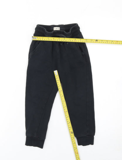 F&F Boys Black Jogger Trousers 4-5 Years Cotton Blend Elastic Waist