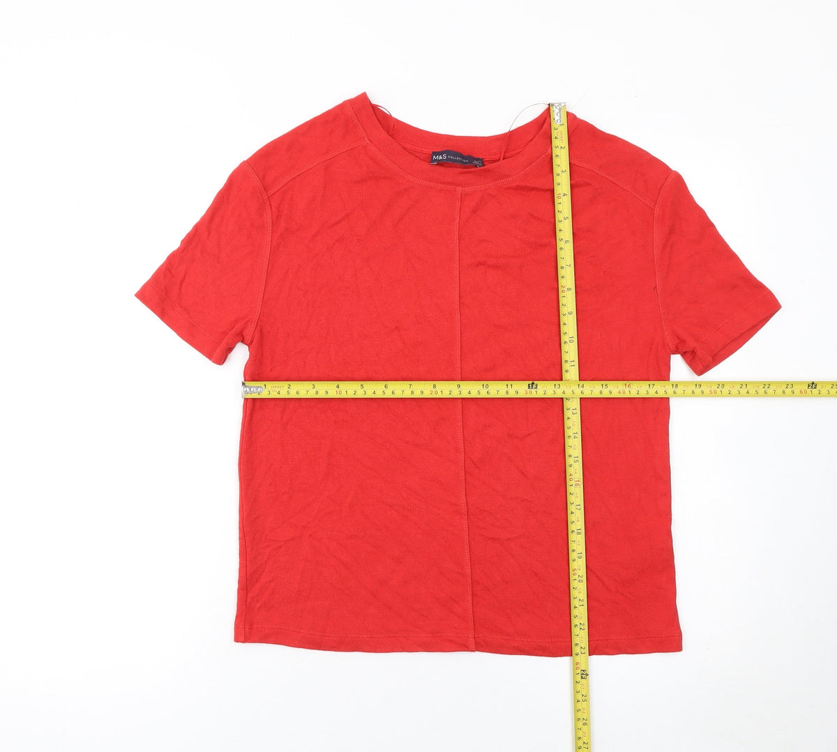 Marks and Spencer Women's Red Basic Short Sleeve T-Shirt XS