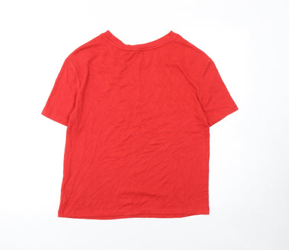 Marks and Spencer Women's Red Basic Short Sleeve T-Shirt XS