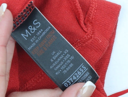 Marks and Spencer Women's Red Basic Short Sleeve T-Shirt XS