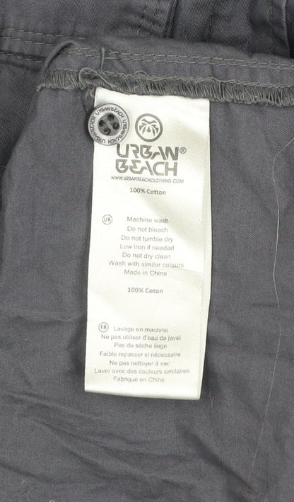 Urban Beach Men’s Grey Cotton Short Sleeve Button-Up Shirt L