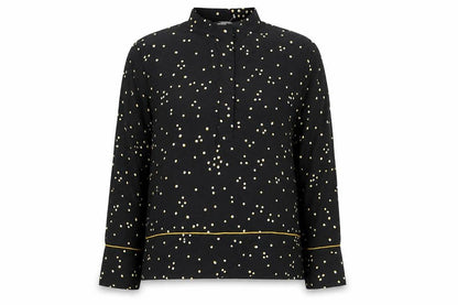 H&M Women's Black Polka Dot High Neck Long Sleeve Blouse Size 8