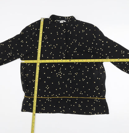 H&M Women's Black Polka Dot High Neck Long Sleeve Blouse Size 8