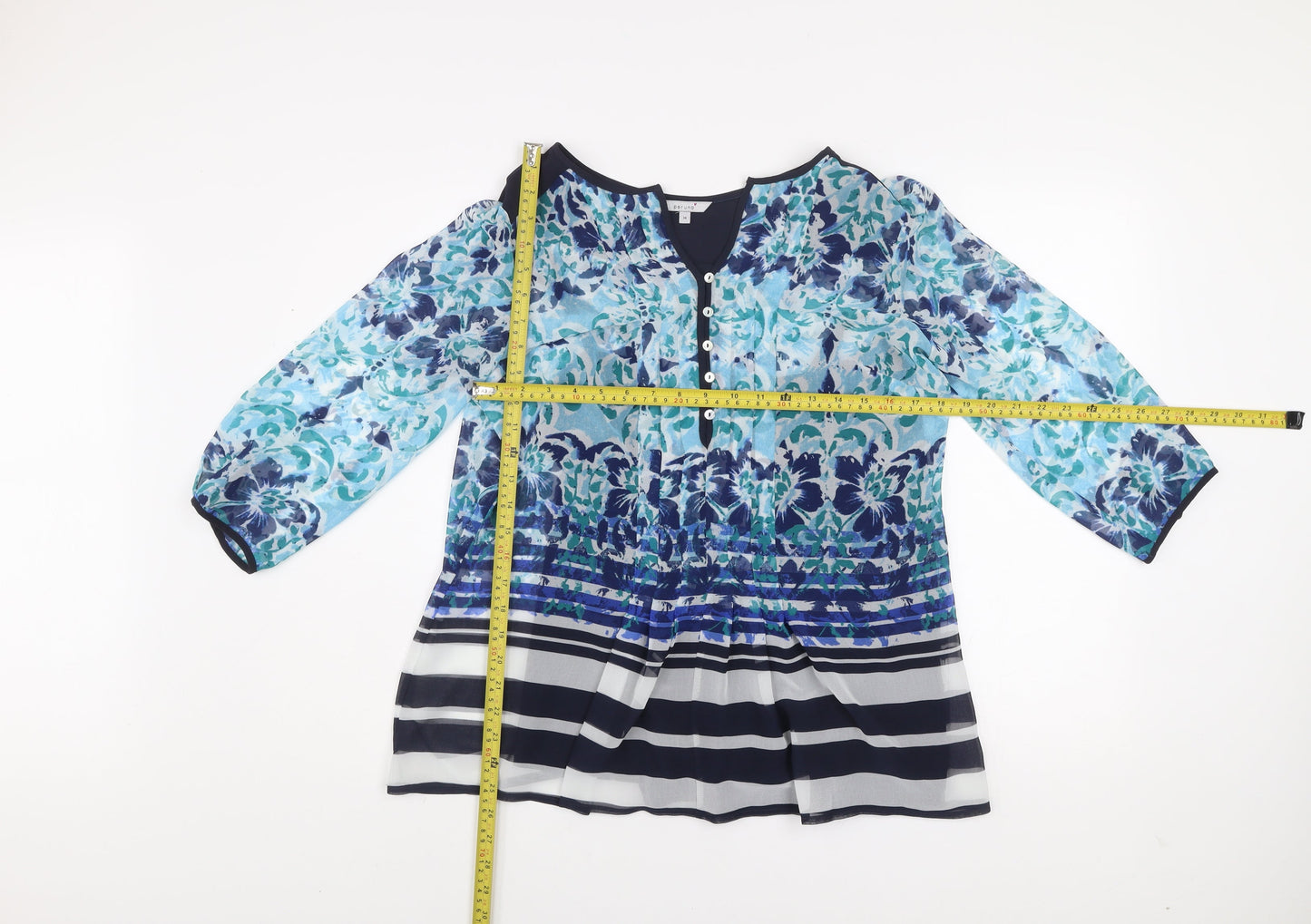 Womens UK Size 14 Marks and Spencer Blue Tunic Blouse