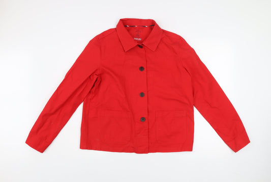 Joules Women's Red Cotton Button-Up Jacket Size 14