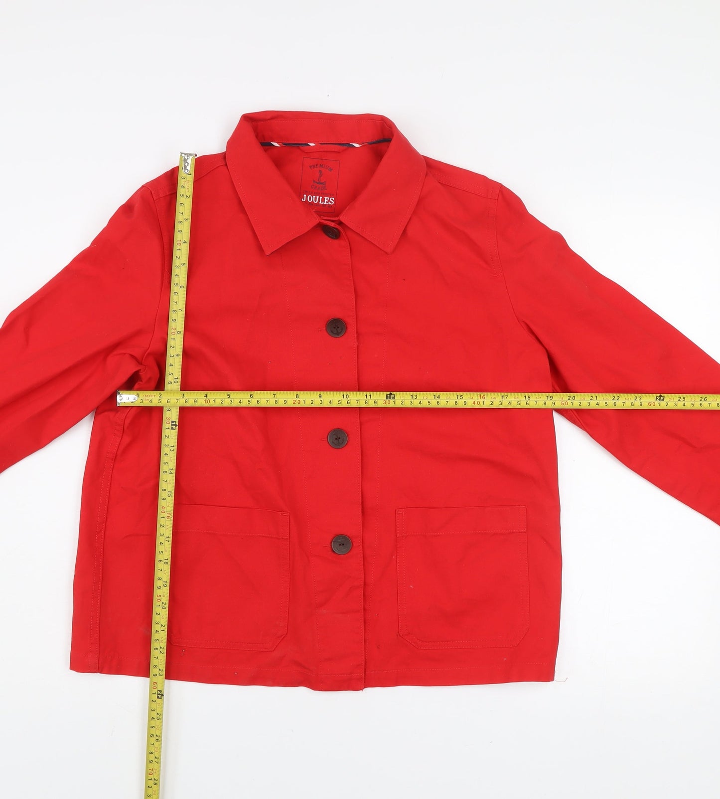 Joules Women's Red Cotton Button-Up Jacket Size 14