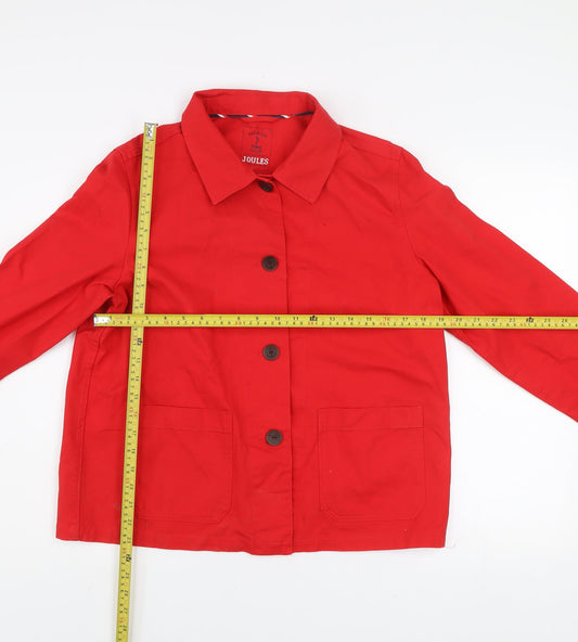 Joules Women's Red Cotton Button-Up Jacket Size 14