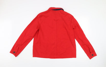Joules Women's Red Cotton Button-Up Jacket Size 14