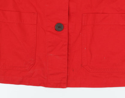 Joules Women's Red Cotton Button-Up Jacket Size 14