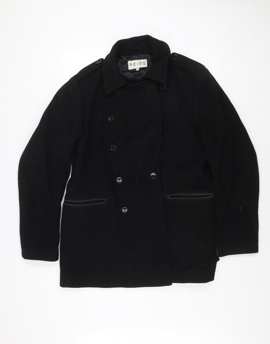 Mens UK Size XL Reiss Black Pea Coat