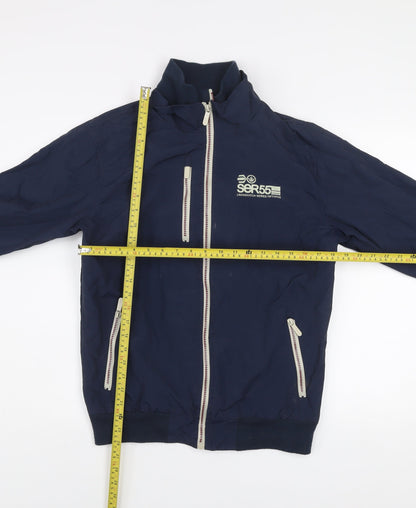 Mens UK Size M Crosshatch Blue Bomber Jacket