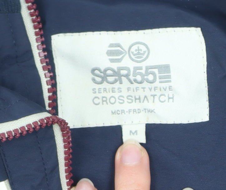 Mens UK Size M Crosshatch Blue Bomber Jacket