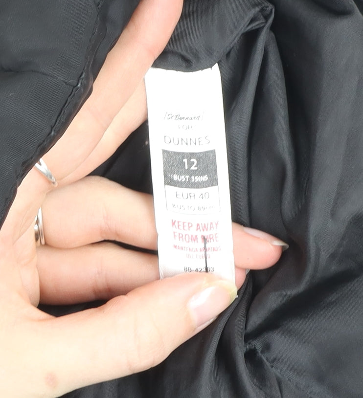 Dunnes Women's Black Hooded Mid-Length Puffer Coat Size 12