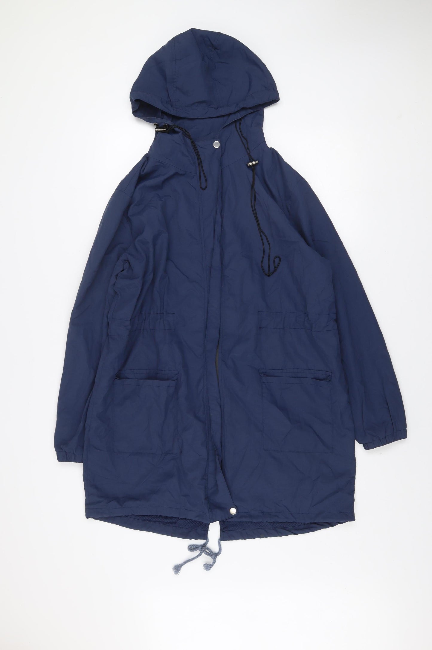 Abourria Men's Blue Hooded Parka Jacket Size L Windproof Mid-Length