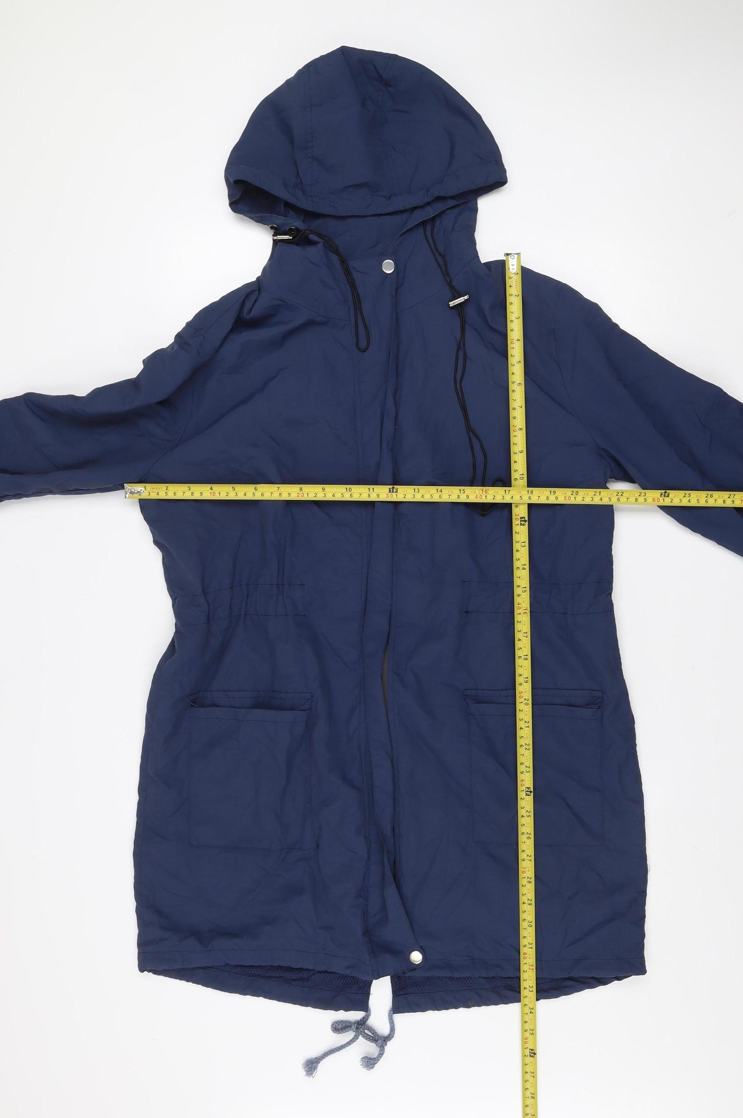 Abourria Men's Blue Hooded Parka Jacket Size L Windproof Mid-Length