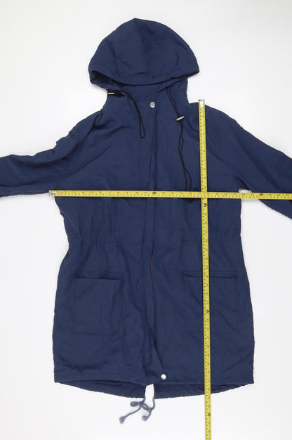 Abourria Men's Blue Hooded Parka Jacket Size L Windproof Mid-Length