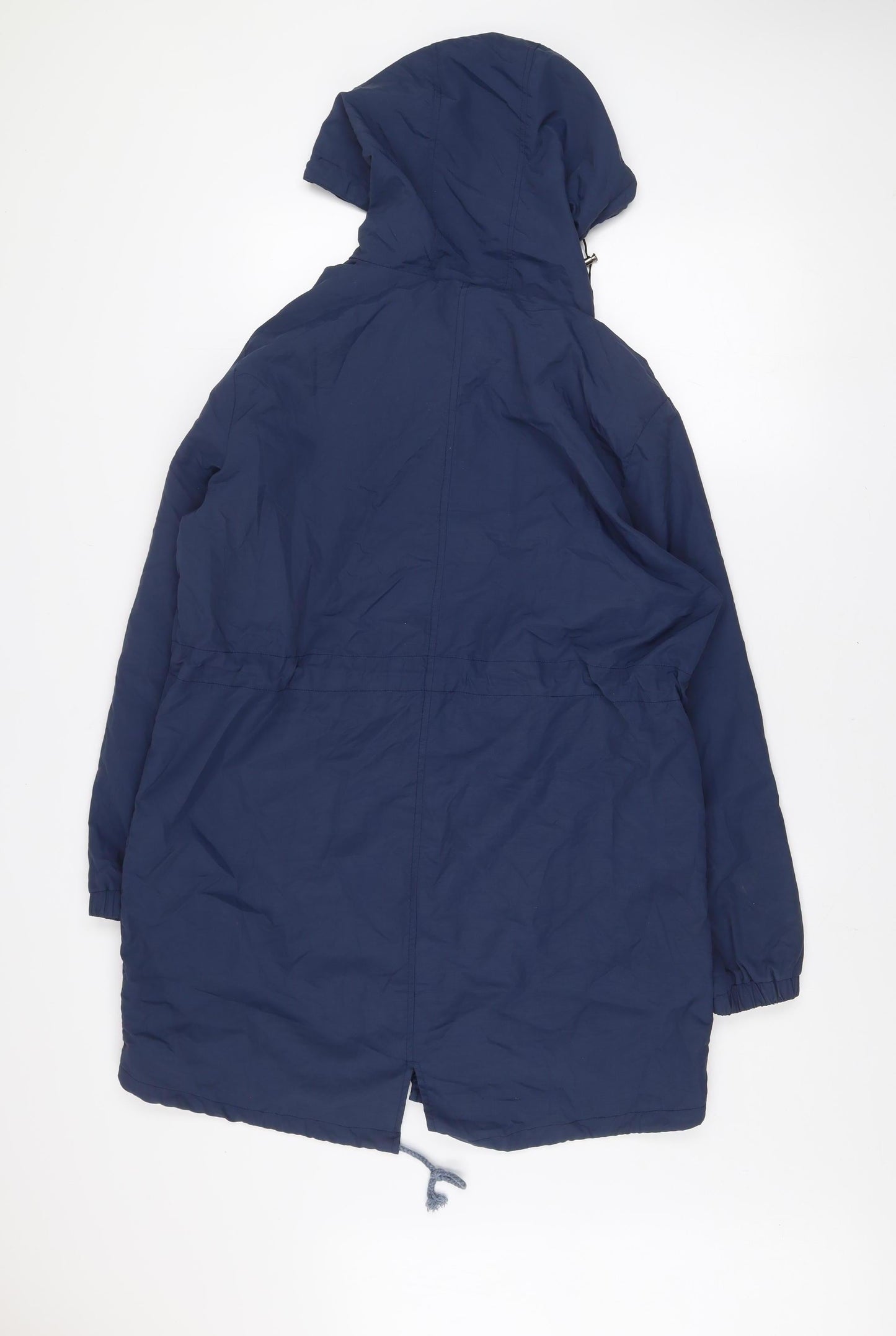 Abourria Men's Blue Hooded Parka Jacket Size L Windproof Mid-Length