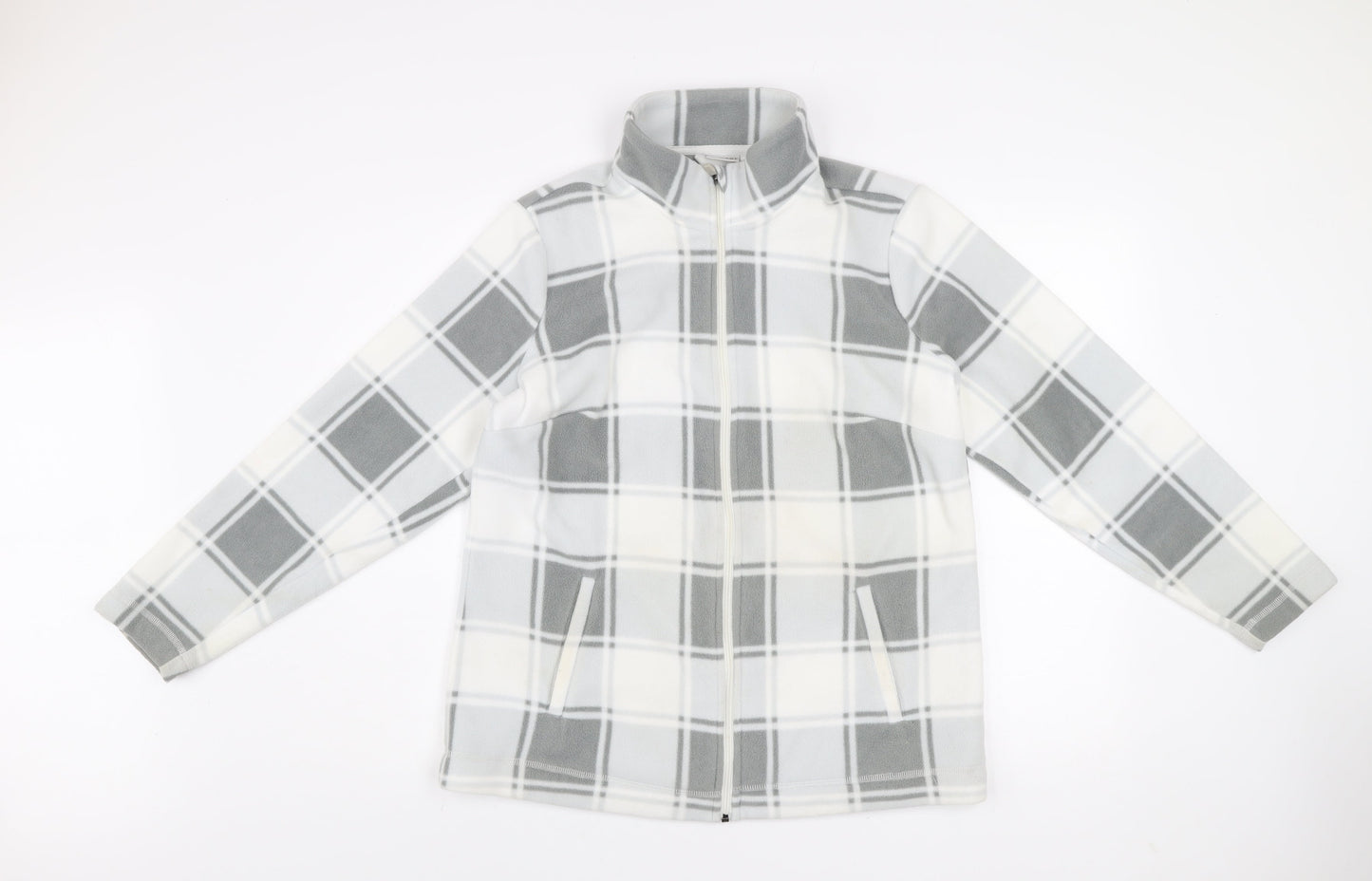 Damart Women’s Grey Check Fleece Full Zip Jacket M 14/16