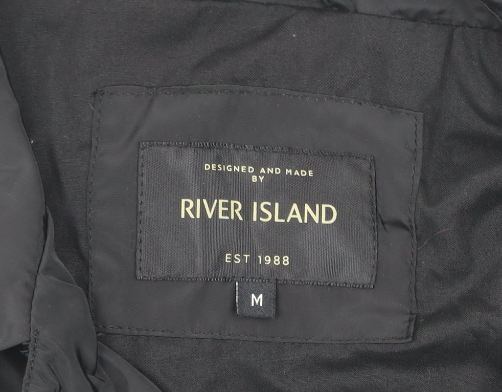 Mens UK Size M River Island Black Coach Jacket