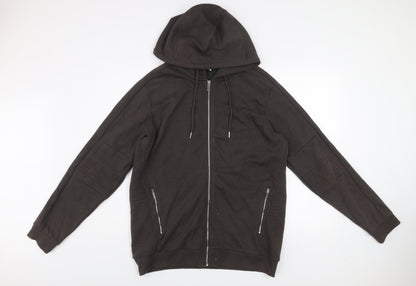 ZARA Men’s Black XL Hoodie Jacket Full Zip Cotton Blend Casual