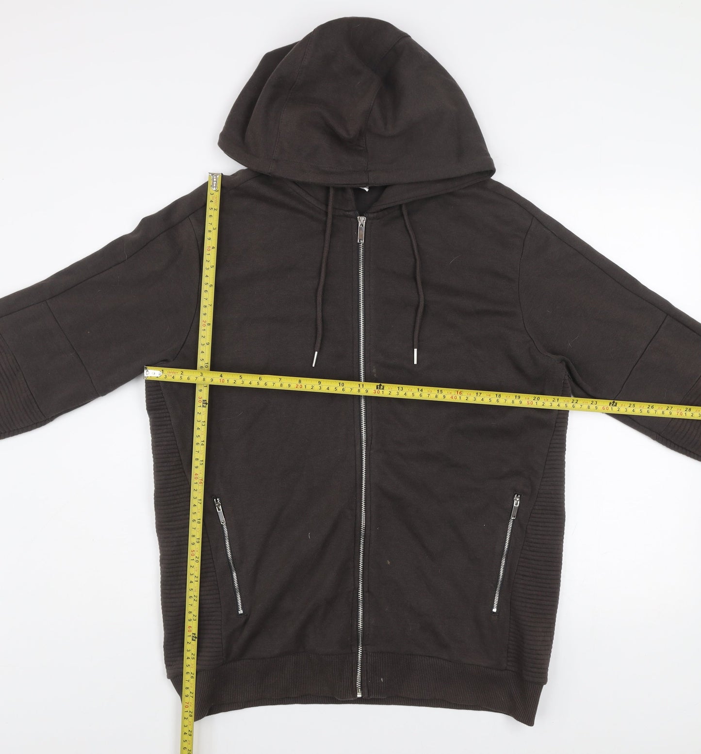 ZARA Men’s Black XL Hoodie Jacket Full Zip Cotton Blend Casual